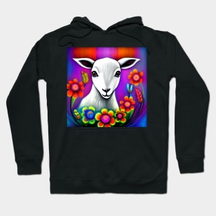 Little Lamb with Flowers and Feathers | Goat | Sheep Goat Hoodie